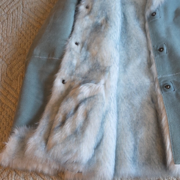 Wilsons Leather Light Blue Jacket with White Fur Lining Small - Picture 2 of 6